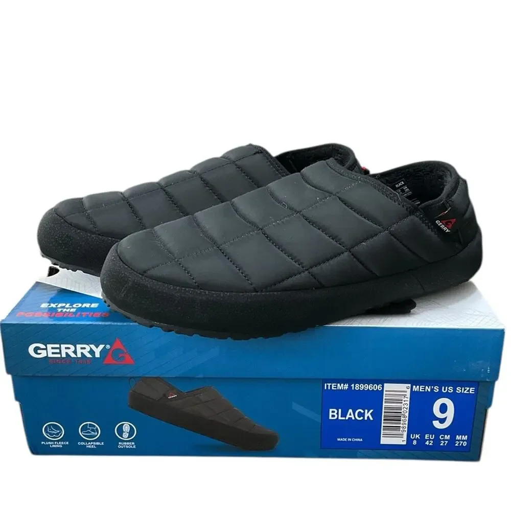Gerry Men’s Black Quilted Slip-Ons Collapsible Heel Size 9 NEW NIB